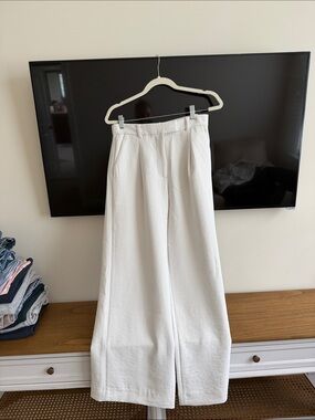 Abercrombie & Fitch Off-White Wide Leg Trousers